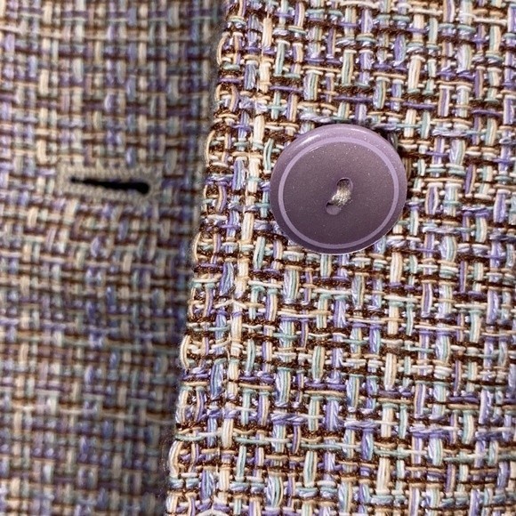 Rena Rowan Tweed Blazer Jacket Lavender Beige at the waist Fringe Edged size 8 - Picture 9 of 17